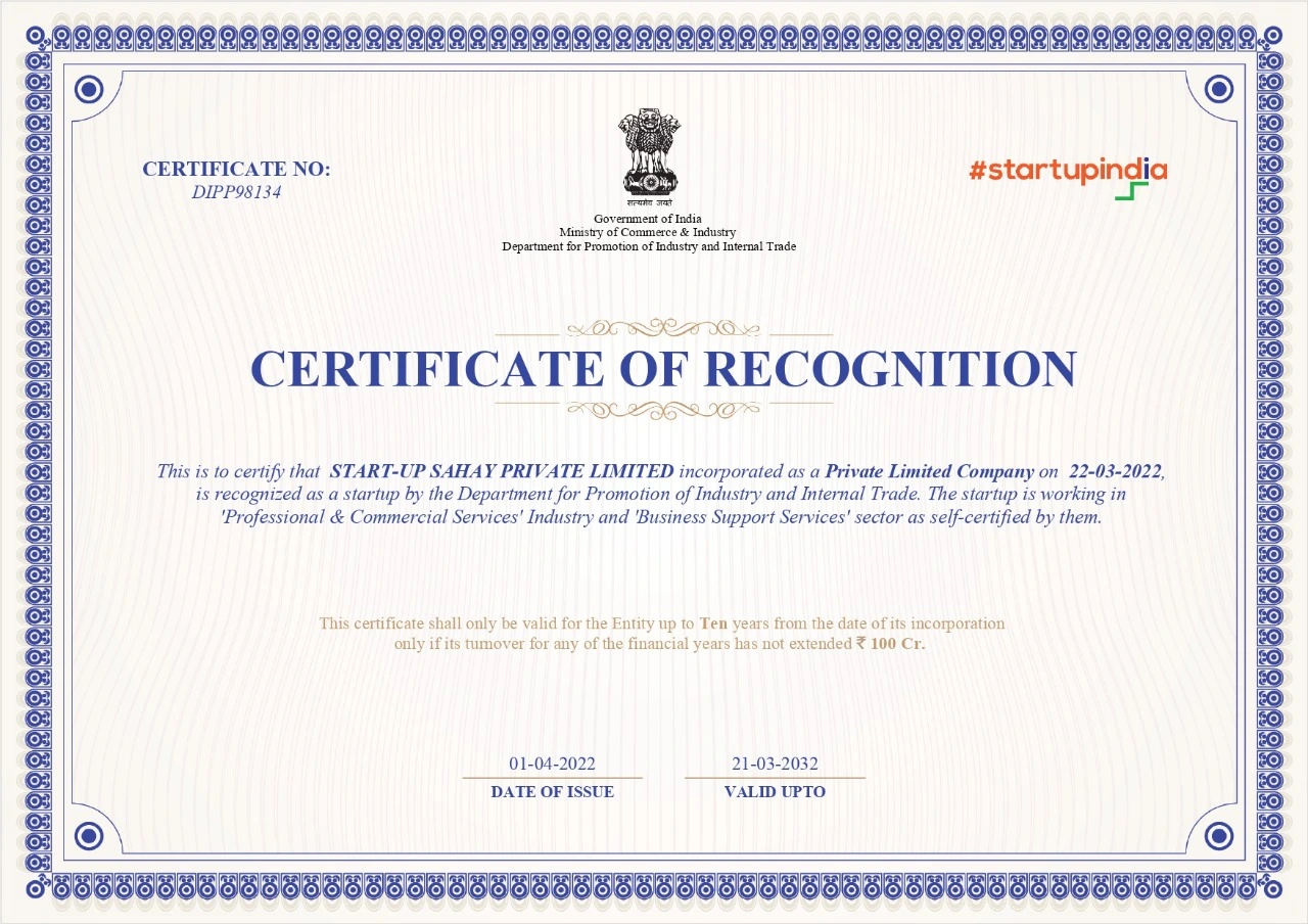 Srk Seedfund provide Startup India Certification